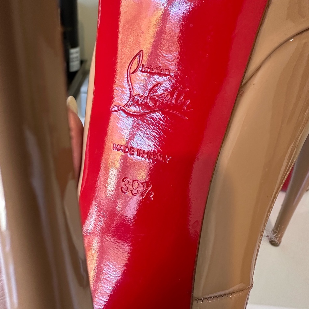 Christian Louboutin Red and Beige Heels